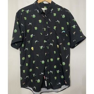 RSVLTS Shirt Black Rick And Morty The Portal KunuFlex Stretch Casual Men's Large